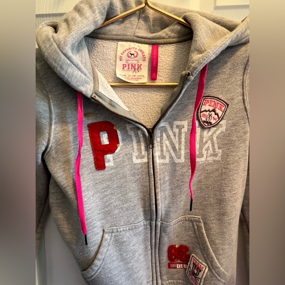PINK Victoria's Secret Gray, Pink & Red Hoodie - Picture 2 of 8